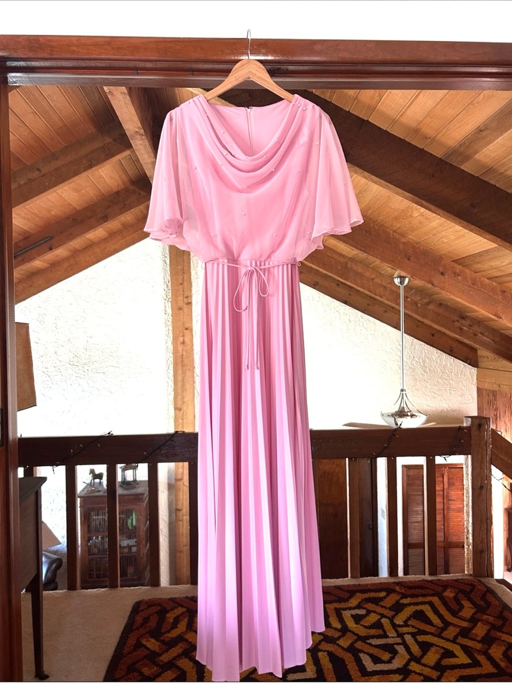 Vintage Made in USA 1970s Mister Jay Soft Pink Formal Long Dress